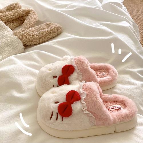 산리오 키티 쿠로미 마이멜로디 시나모롤 털실내화 털슬리퍼 귀여운 캐릭터 슬리퍼
