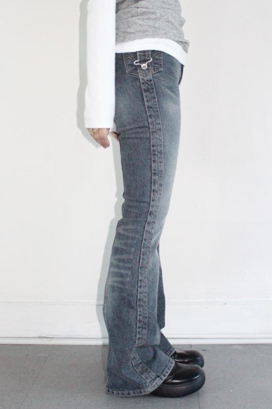 side buckle bootcut jeans