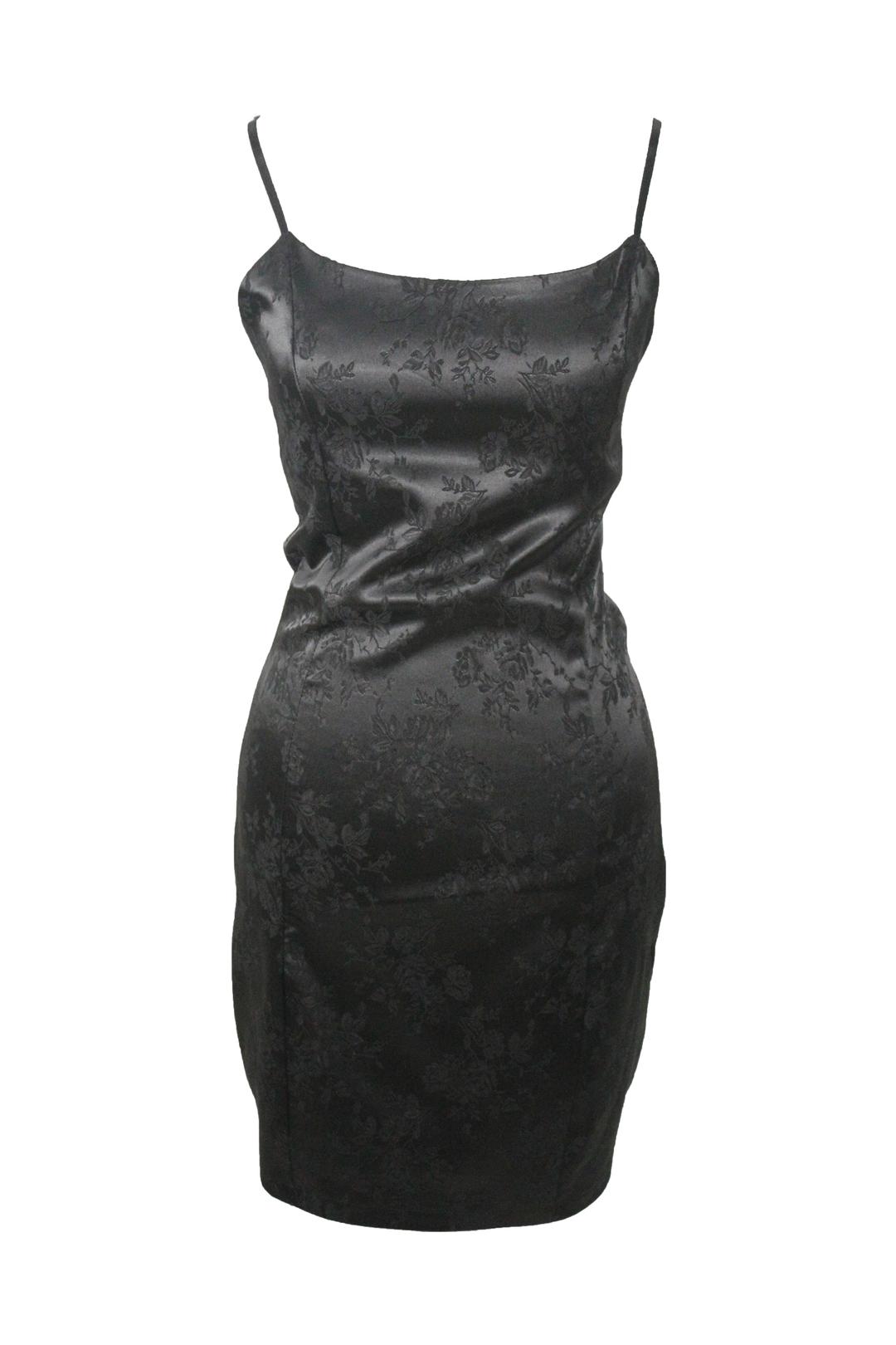 하루[春] - Rose satin dress (Black/Cream)