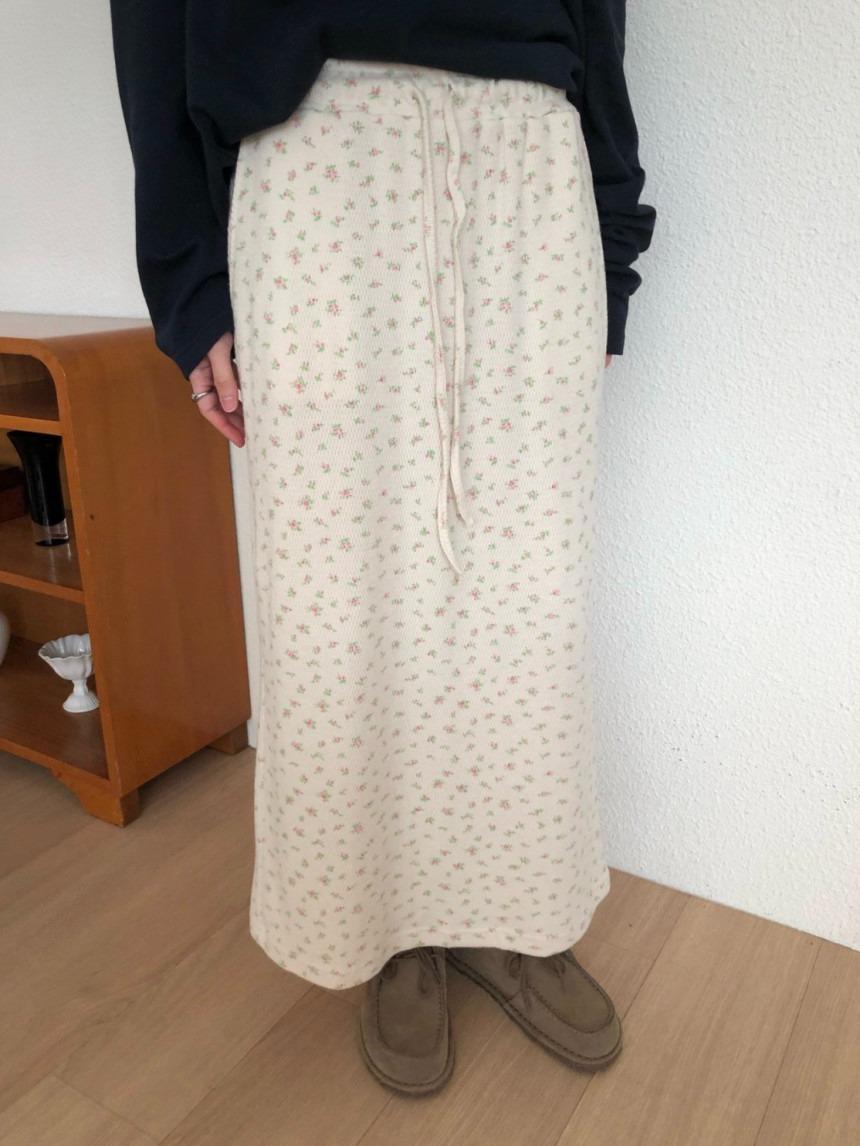 블루밍피그 for 포니 플라워 스커트 밴딩 롱 치마