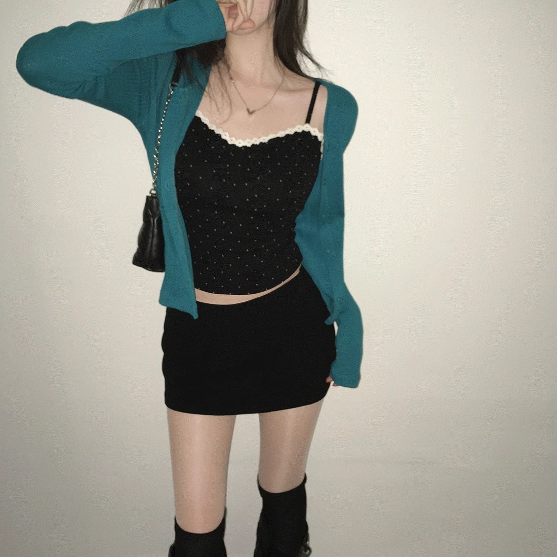 [주문상승♡] 포포 도트 레이스 나시 - sv