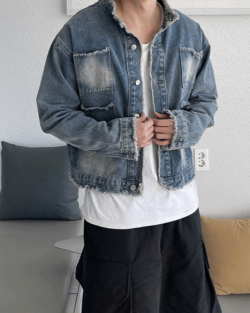 데끼 크롭 데님 자켓