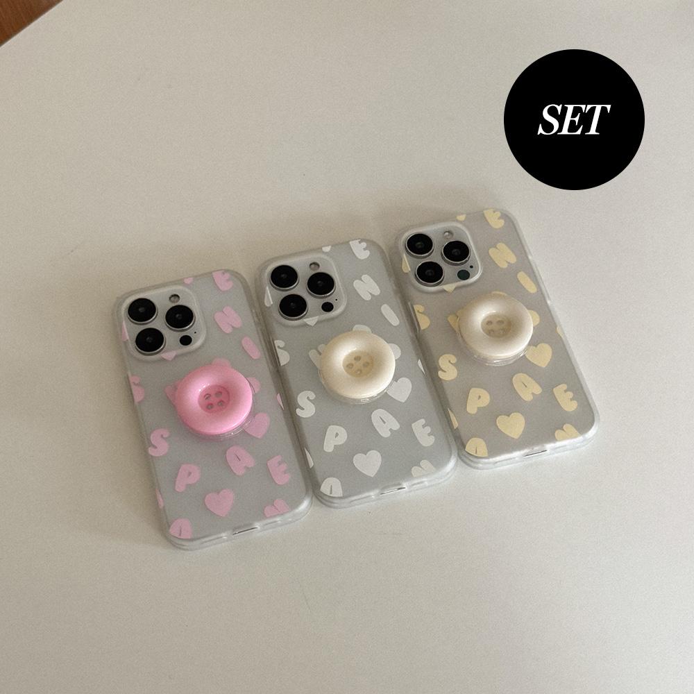 [SET] bubbly lettering 반투명케이스+단추톡