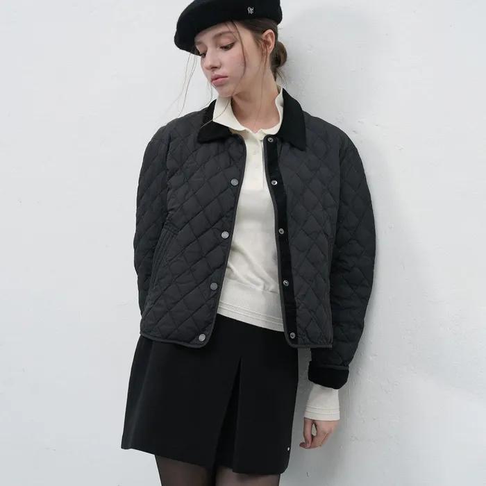 WOMAN 코듀로이 카라 경량 패디드 자켓 [BLACK] / WBE3L07517
