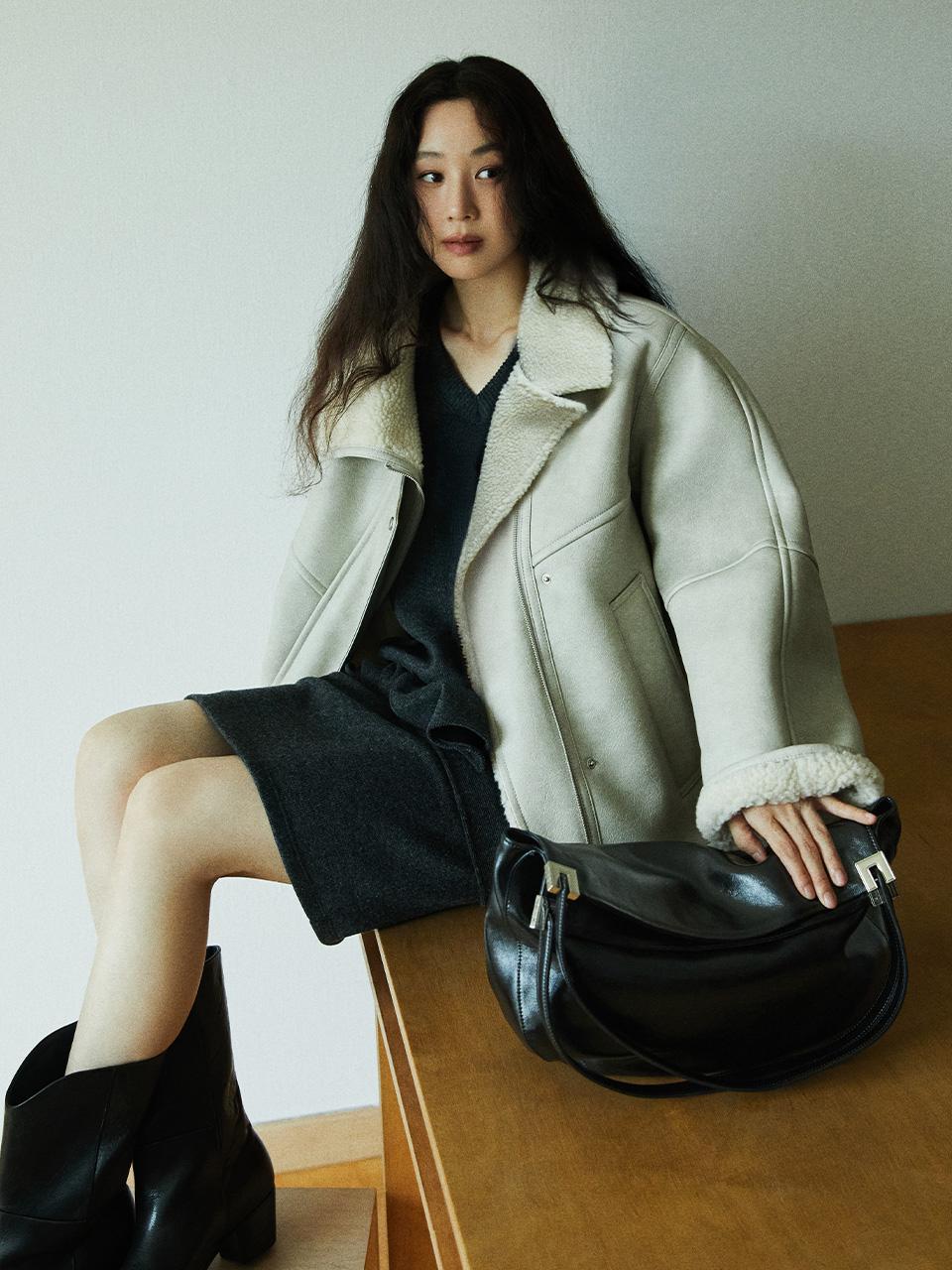 Asymmetric Faux Shearing Mustang Jacket SM5WJ403-C3