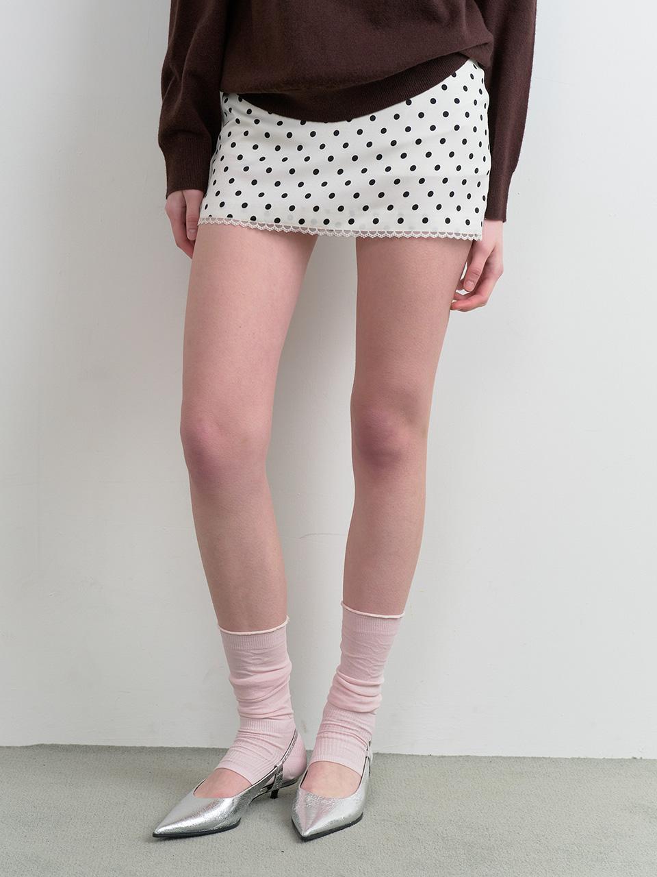 DOT MINI SKIRT WHITE