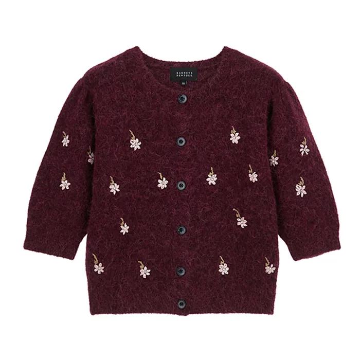 25FW 지젤 알파카 자수 가디건 와인