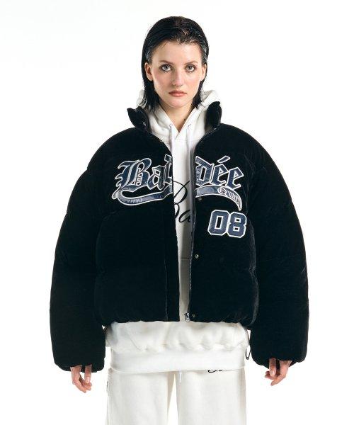Velour Varsity Jacket Black