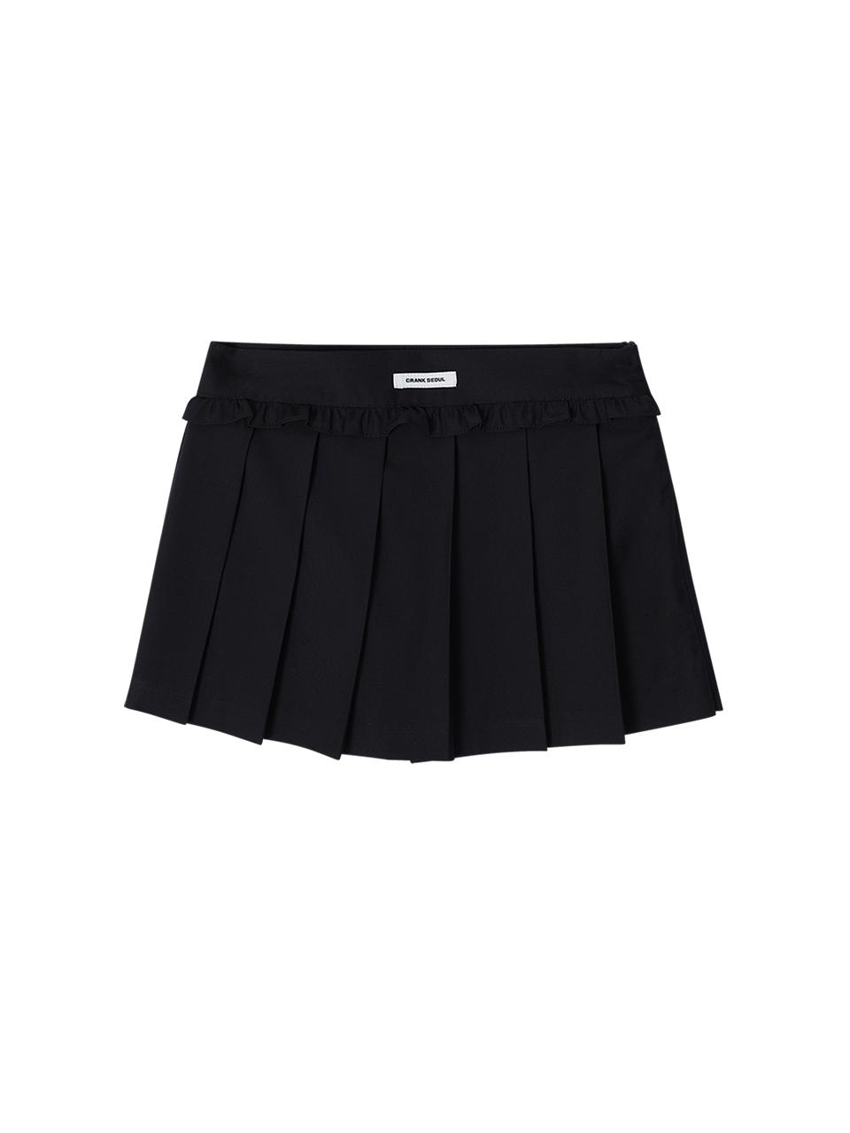 FRILL PLEATS MINI SKIRT PANTS_DARK NAVY