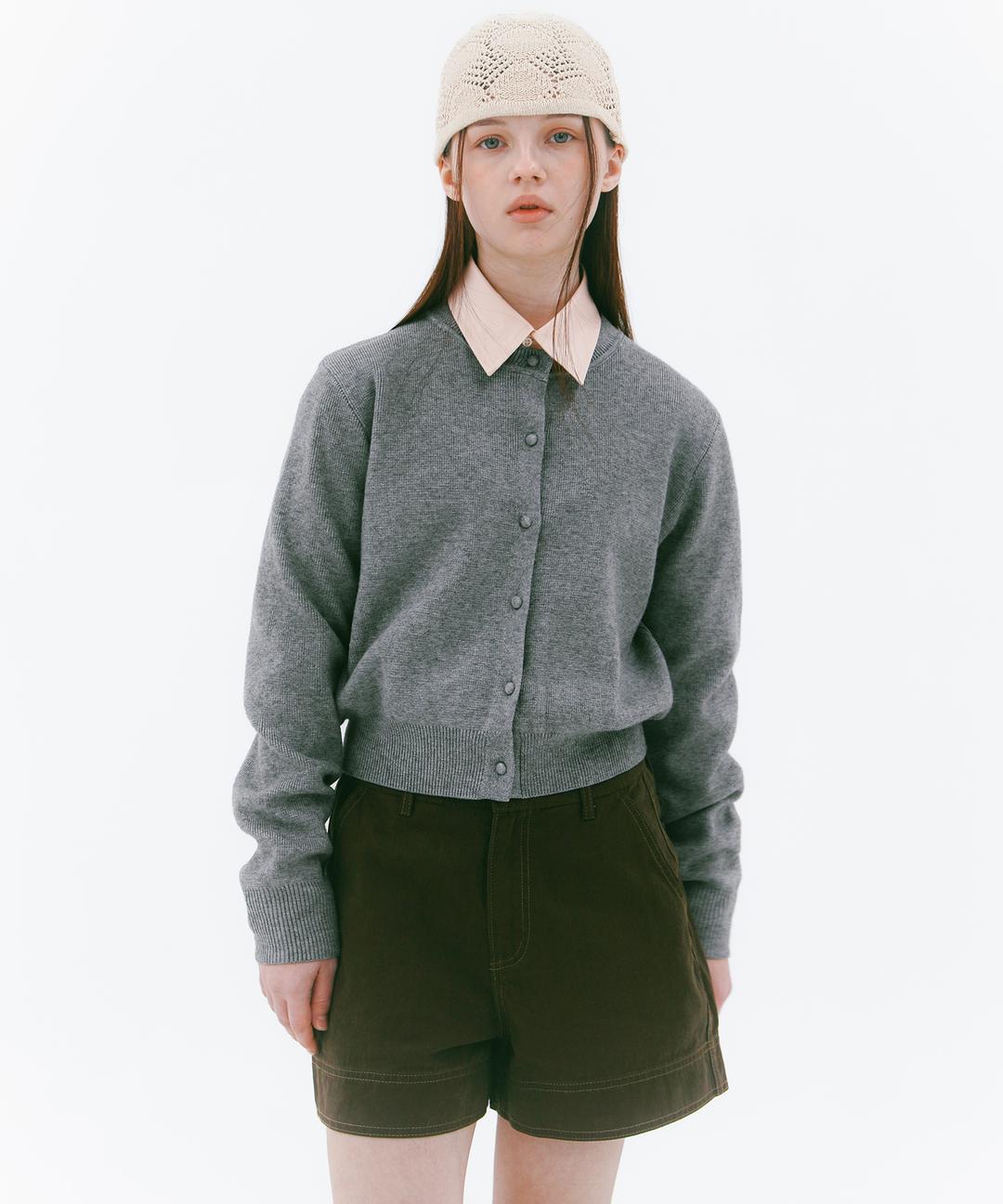 Blissful Round Knit Cardigan_Grey