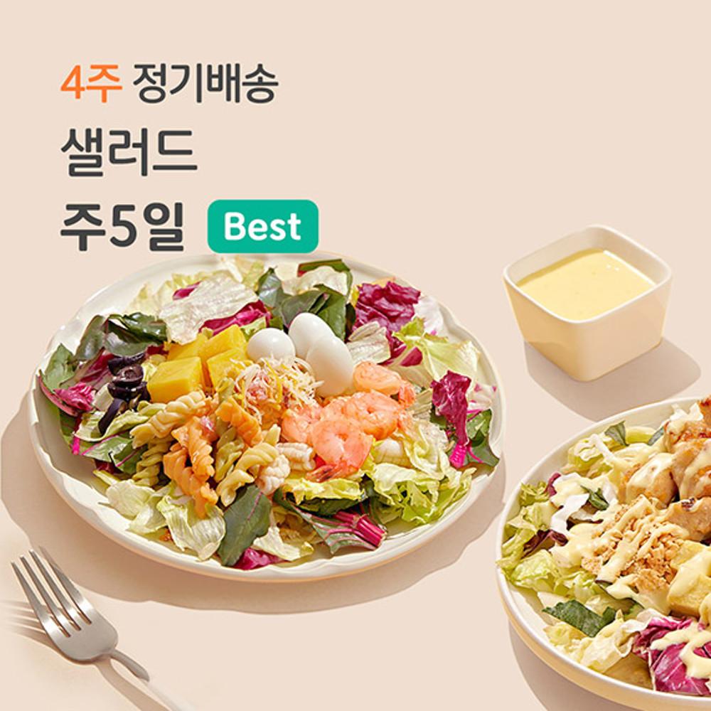 [포켓샐러드] 20팩 샐러드 정기배송 도시락 배달 다이어트 식단 4주 주 5팩씩 야채 정기구독 닭가슴살