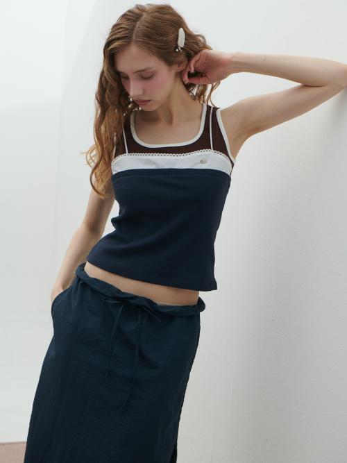 레이어드 모아나 민소매탑 (네이비)