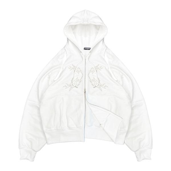 232 CUT-OUT HOOD ZIP-UP [WHITE]