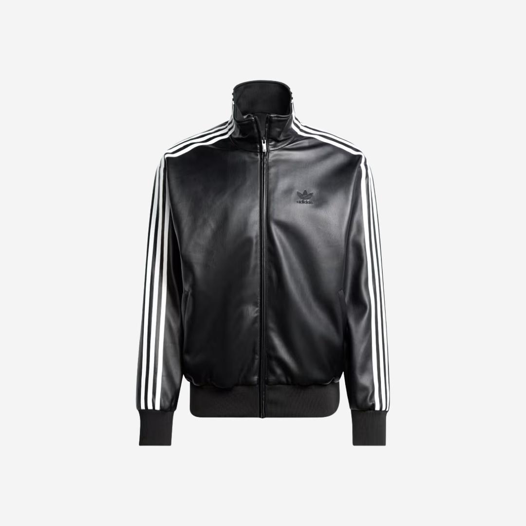 Adidas Faux Leather Adicolor 3S Loose Firebird Tracksuit Jacket Black - KR Sizing