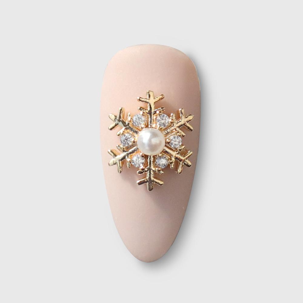 진주 큐빅 눈꽃 네일파츠 1개입 (크리스마스 연말네일) 셀프 네일아트재료