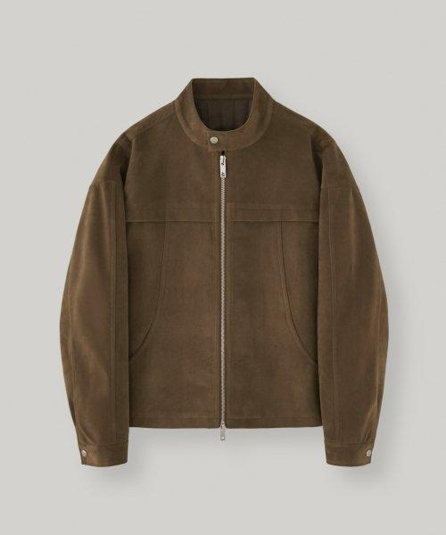 버핑레더 디바이드 바이커 자켓_Suede Brown