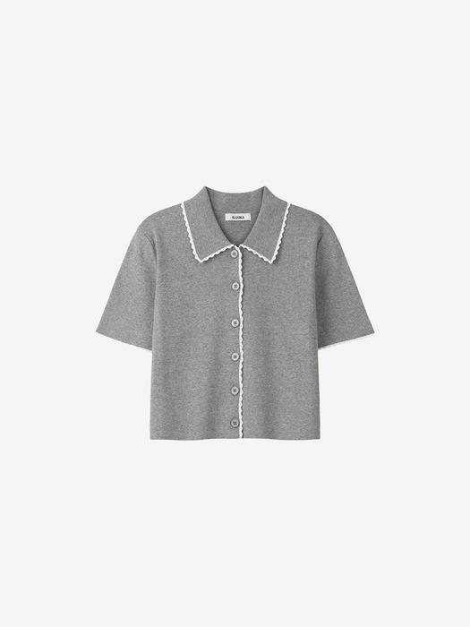 프릴 패턴 하프슬리브 가디건_gray