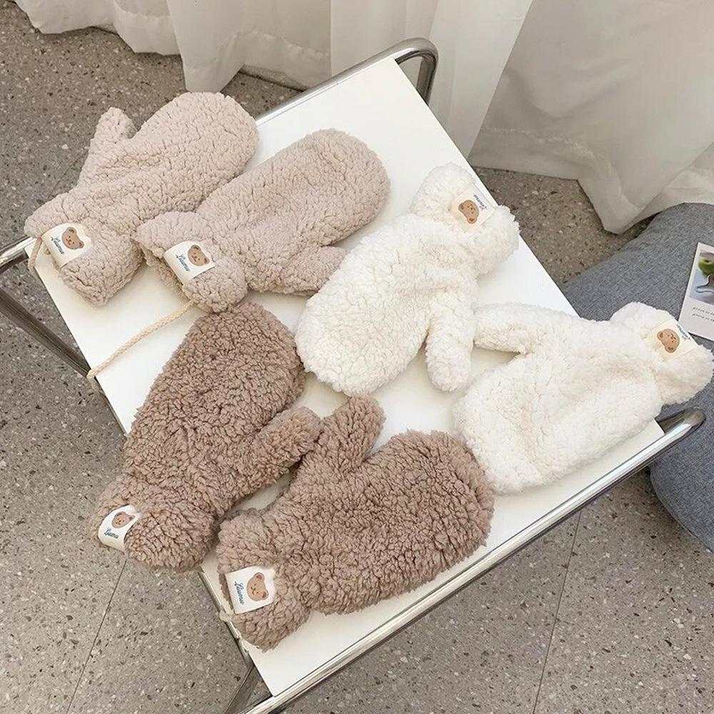 곰돌이 벙어리 장갑 털벙어리장갑