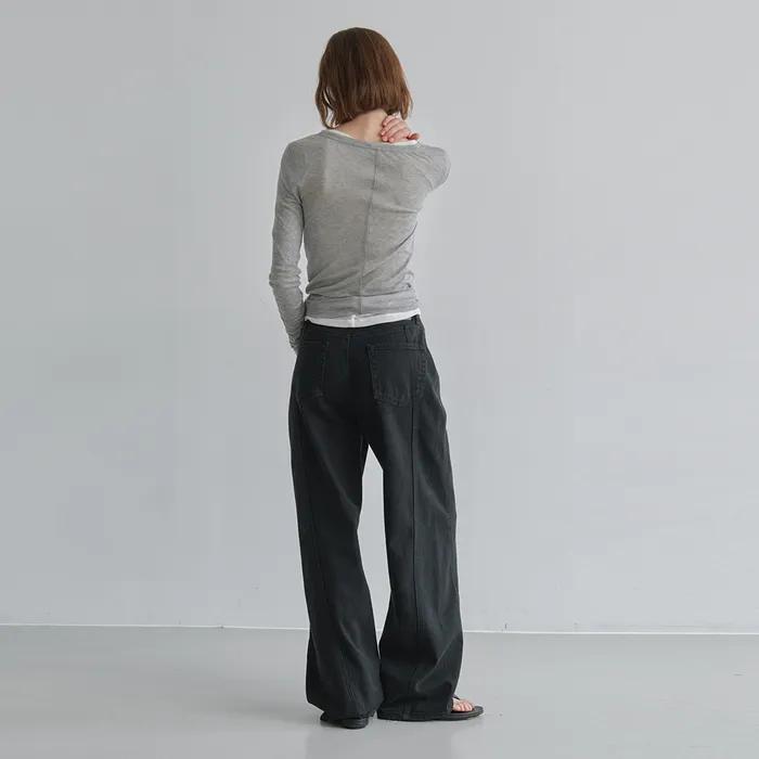 [8차][기장선택] Tone curved denim (charcoal black)