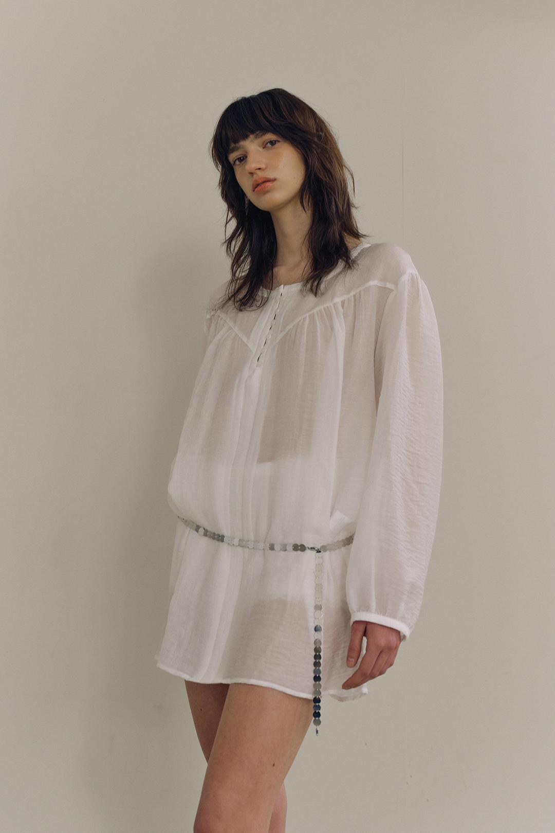 Button Mini Dress_Ivory