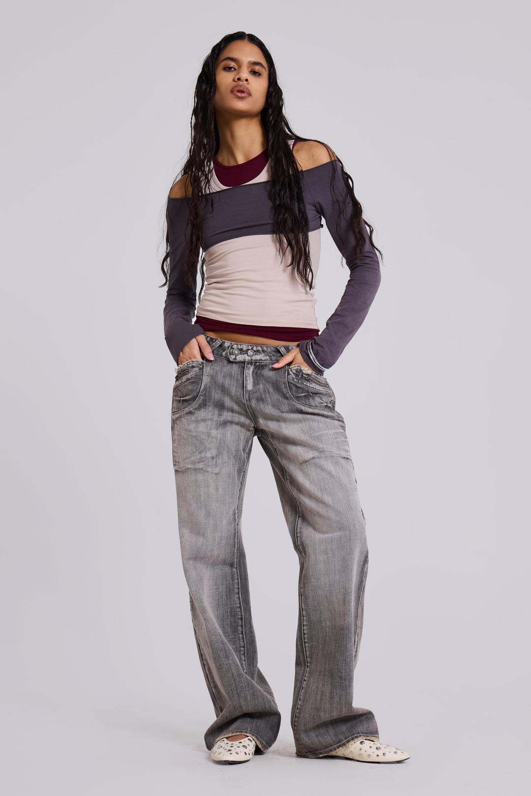 Hunter Loose Straight Leg Jeans in Grey Wash - W24 / Grey