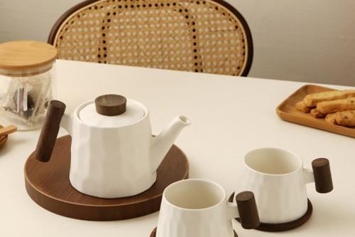 계수나무 티팟세트 (티포트 1P + 찻잔 2P)