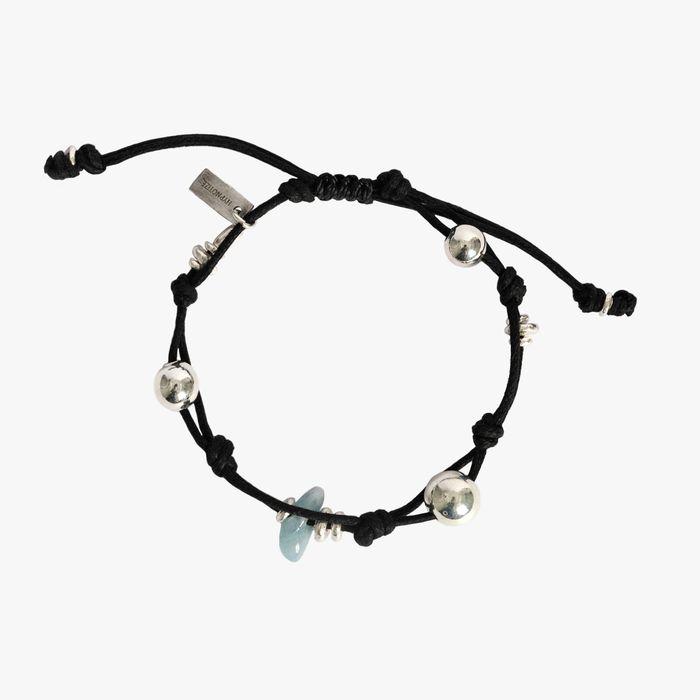 SILVER BALL STRING BRACELET_BLACK