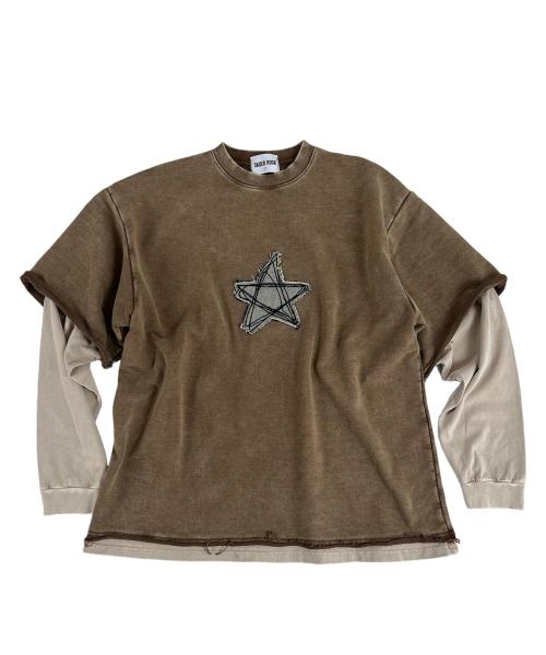 Doodle Star Pigment Layered T-Shirt (Brown)