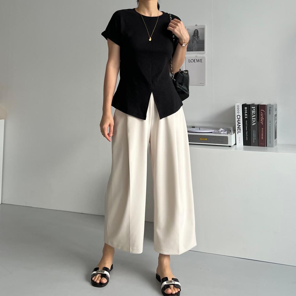 말랑 핀턱 와이드슬랙스 밴딩바지 빅사이즈