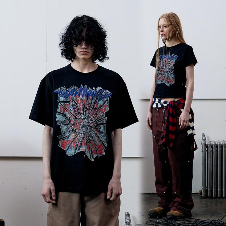 BROKEN GLASS TEE BLACK