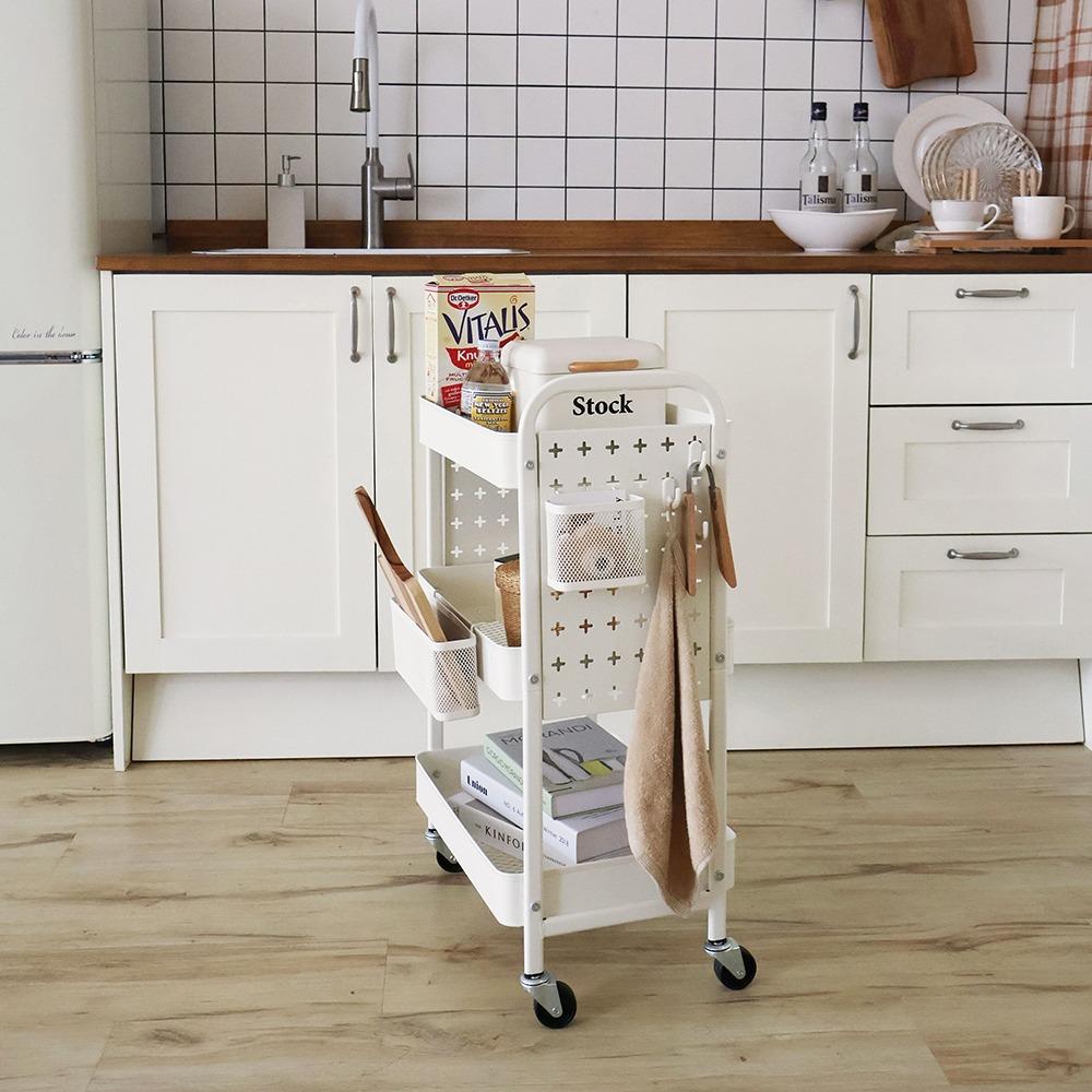 페그보드 3단 트롤리 카트 (3color)