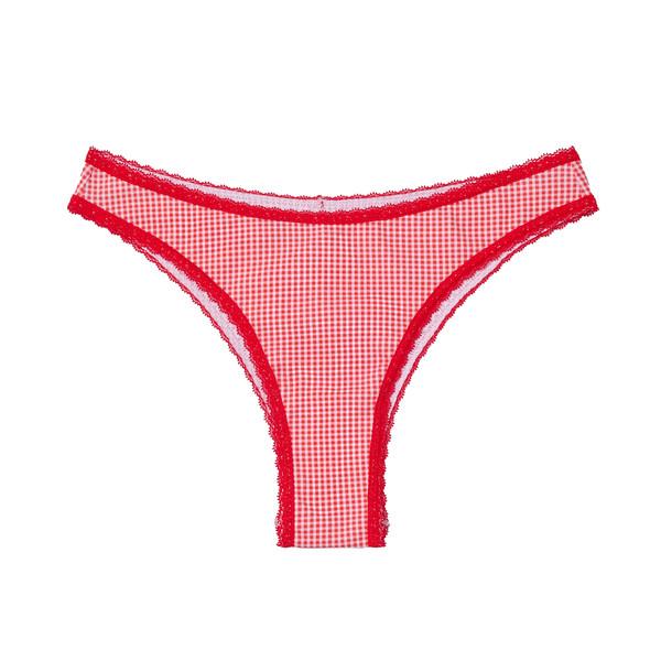 Mini Minimal Lace Cheeky(Red Gingham)