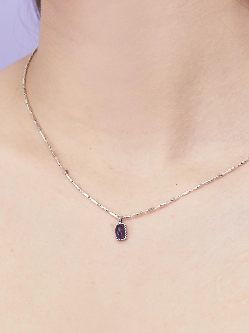 [Silver925] 22S/S 천연 자수정 트위스트 체인 실버목걸이 In322