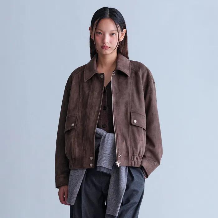 Faux Leather ZipUp Jacket  Brown (KE493ZM02D)