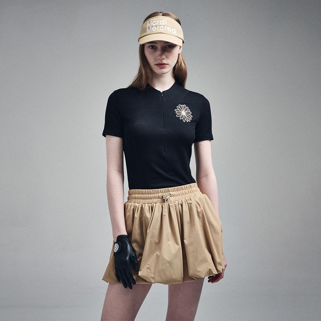 RIBBED SLIM FIT ZIP UP TOP_BLACK BEIGE