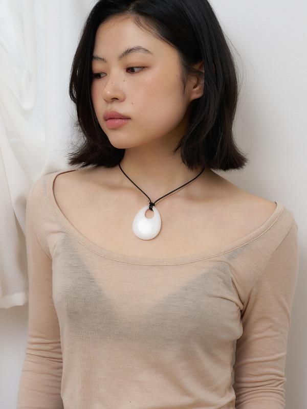 white jade string necklace