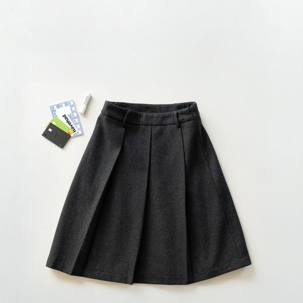 Wool Blend Pleats Skirt (Charcoal) - 11월 21일 출고