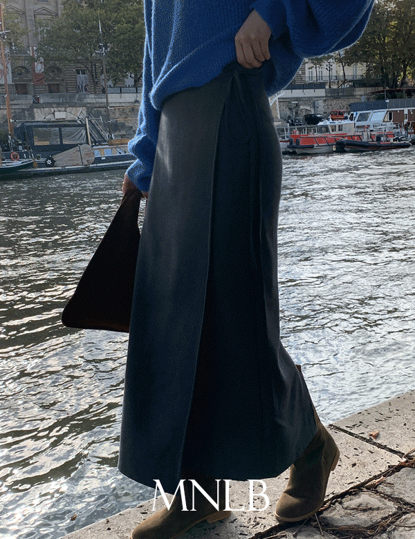 디어먼트 ❄️[하객룩/치마/직진배송][MNLB] 클로즈 심플리 랩 롱 스커트