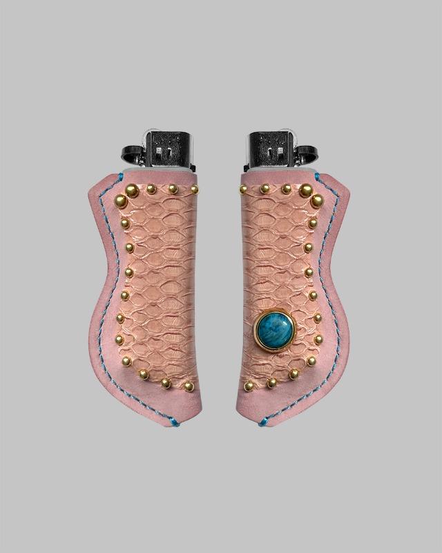 Blue Jasper Stone Leather lighter holder