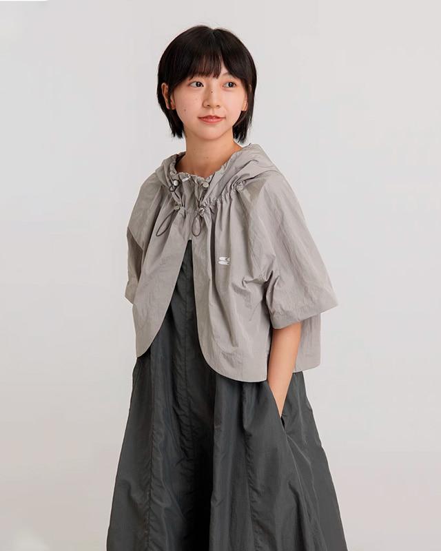 CRYINGCENTER 스트링 후드 케이프 (그레이)