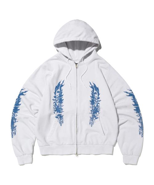 스웨이드(SUADE)  FIRE SKULL HOOD ZIP UP [WHITE] - 사이즈 & 후기 | 무신사