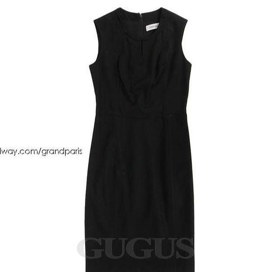 상태굿 입생로랑 블랙 슬릿 라운드 넥 민소매 원피스