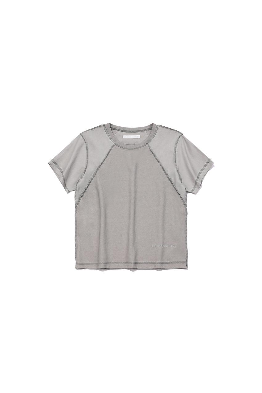CROP POINT STITCH IN&OUT PIGMENT T-SHIRT_GRAY