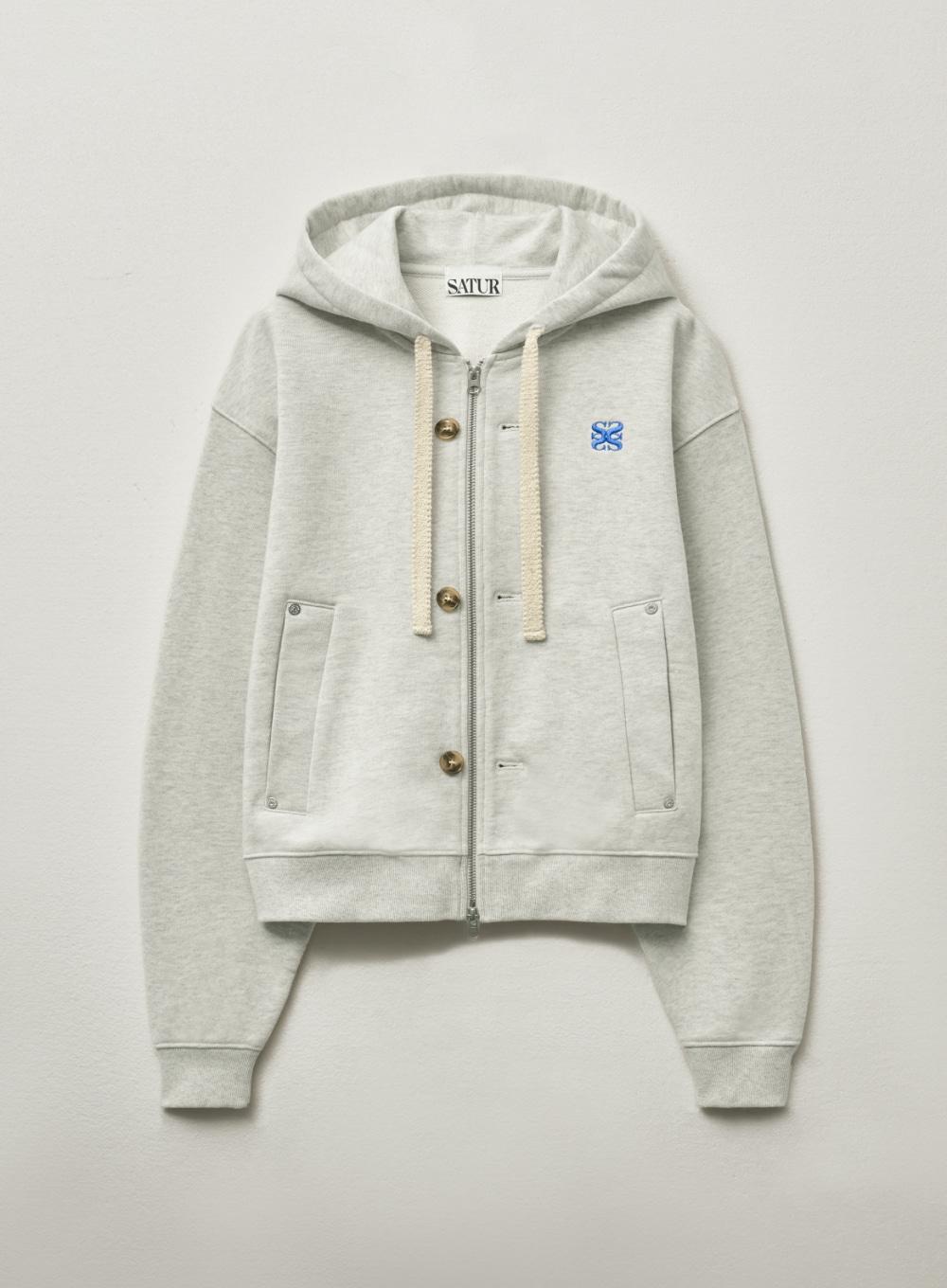(W) Teo Cotton All Day Hood Zip-up - Art Blue