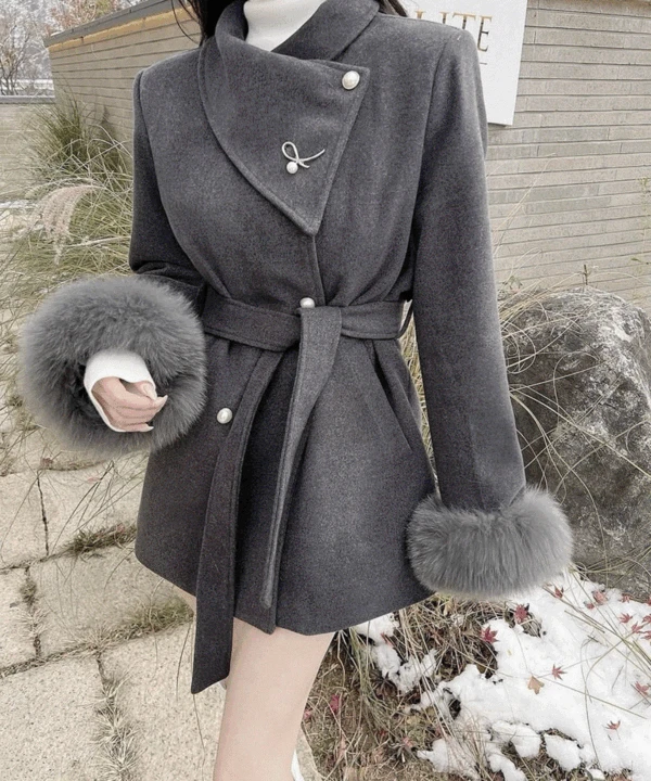 [벨트set] 첫눈에반한 덕다운 리얼폭스 코트 - 2color