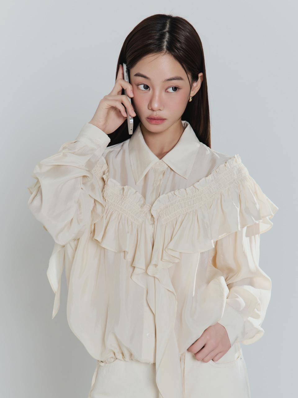 Silky Frill Blouse_4color