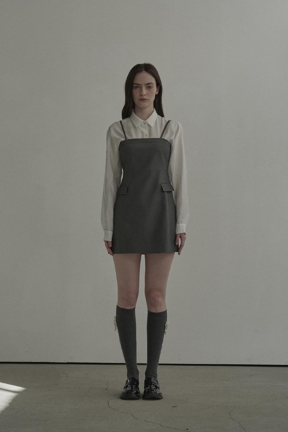 [3월 21일 예약발송] Neil Sleeveless Suit Dress-Grey