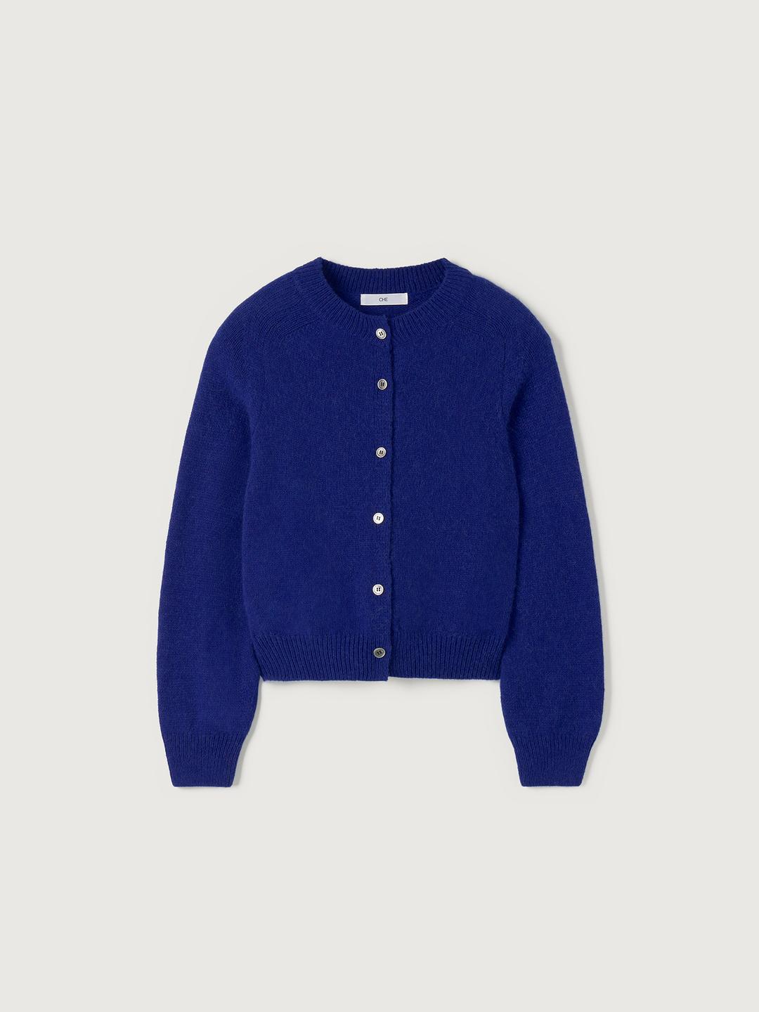 Alpaca round cardigan - Blue