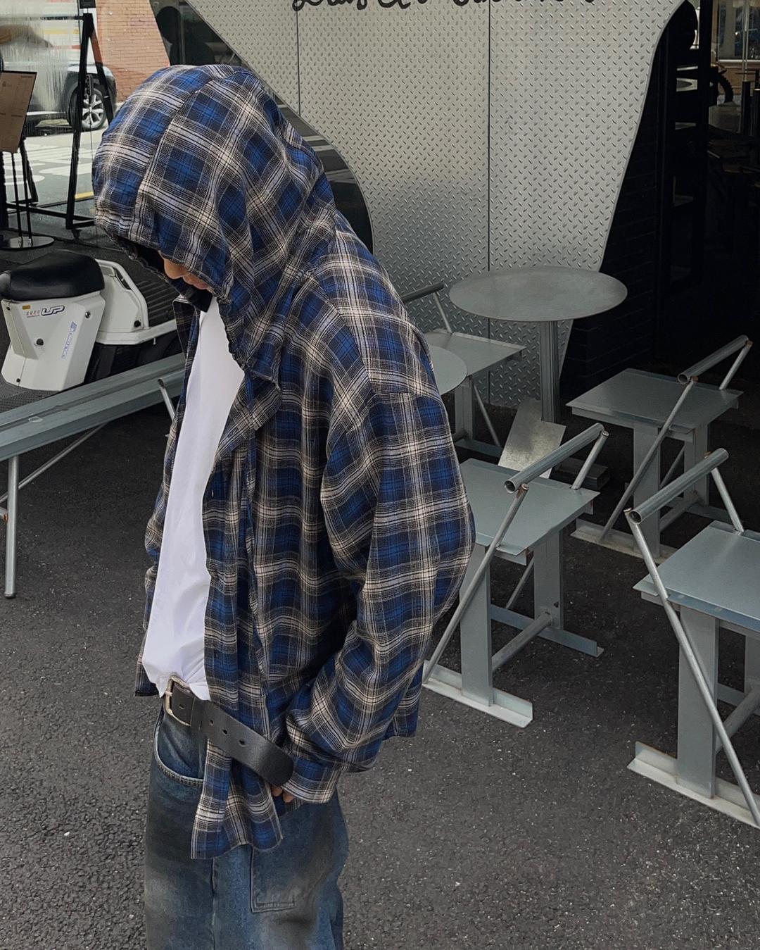 Vintage check hood shirts(2Color)