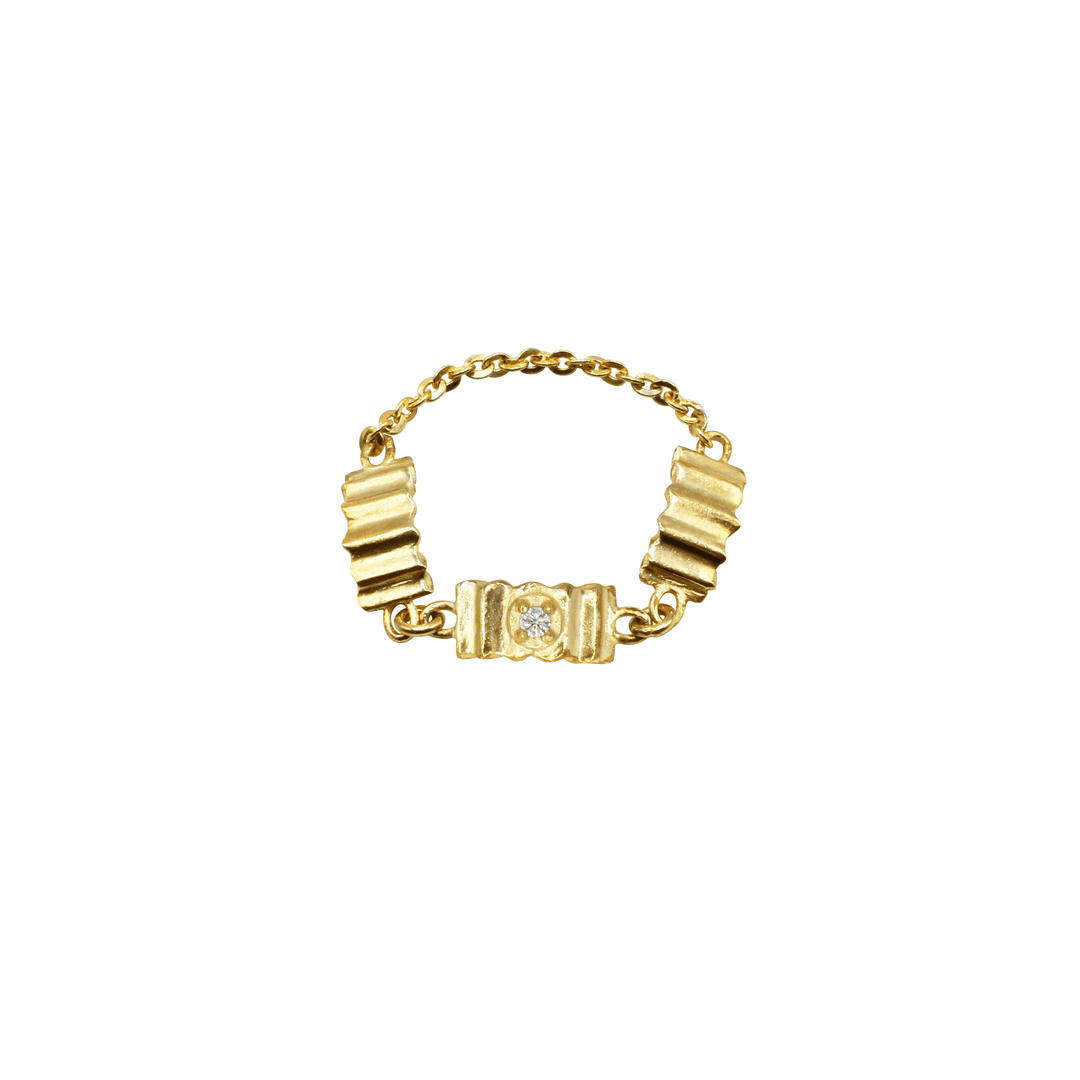 pleats chain Ring (14k gold)